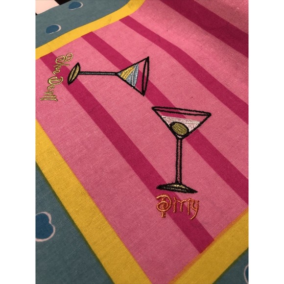 Outta Hand Fallani Cohn Martini Shaken 4 Napkins 4 Placemats Embroiled - Picture 12 of 12